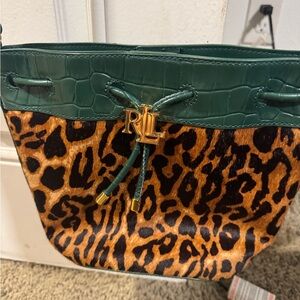 Ralph Lauren Green and Leopard Print Women's Bag